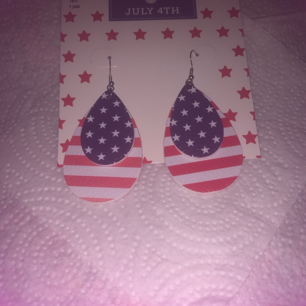 Patriotic Red, White, and Blue Teardrop Earrings